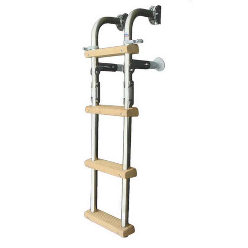Σκάλα Inox 4 Σκαλιά Ξύλινα W23 x L76cm