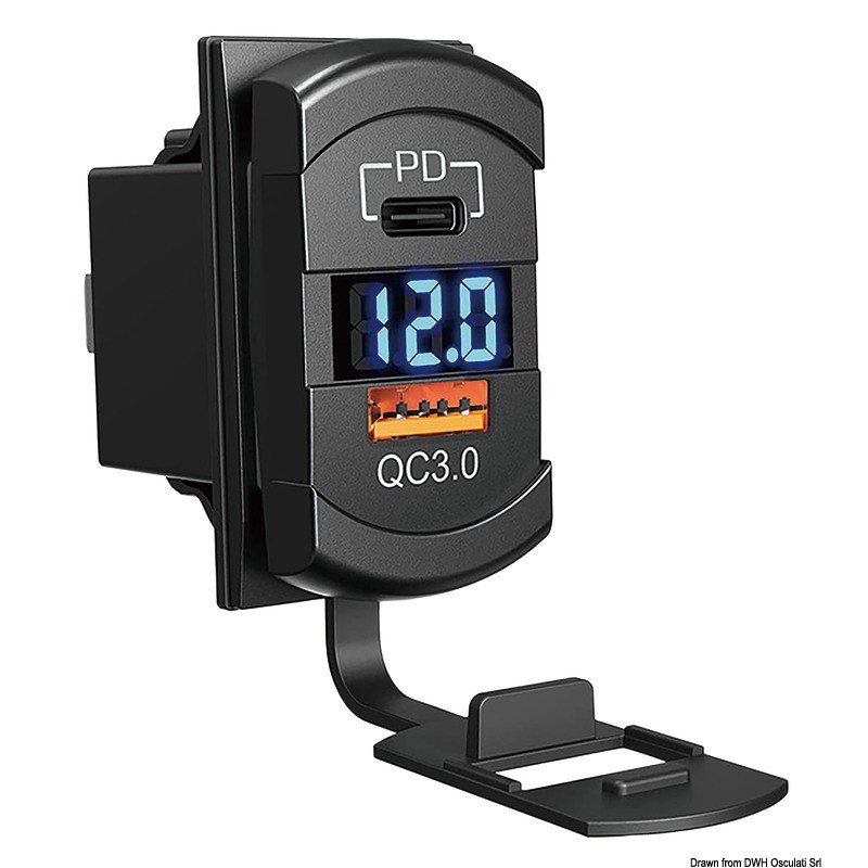 Διπλό Usb 2x2.1A Με Βολτόμετρο Osculati