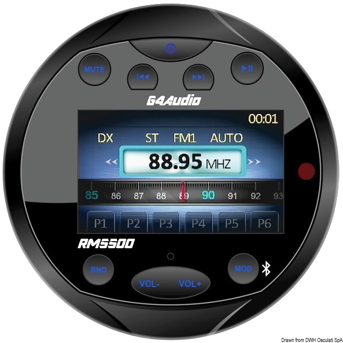 Αδιάβροχο Ραδιόφωνο Usb/ Bluetooth Με Έγχρωμη Οθόνη 3'' Και Remote Controller Gussi RM5500
