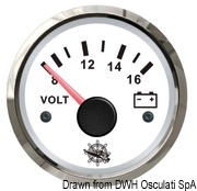 Βολτόμετρο 52mm Λευκό Inox Osculati