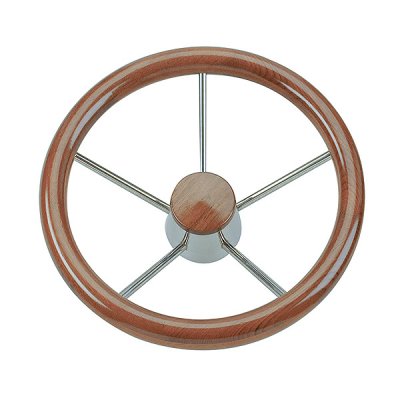 Τιμόνι Σκάφους Ξύλινο Με Inox Ακτίνες Φ35cm Savoretti Armando