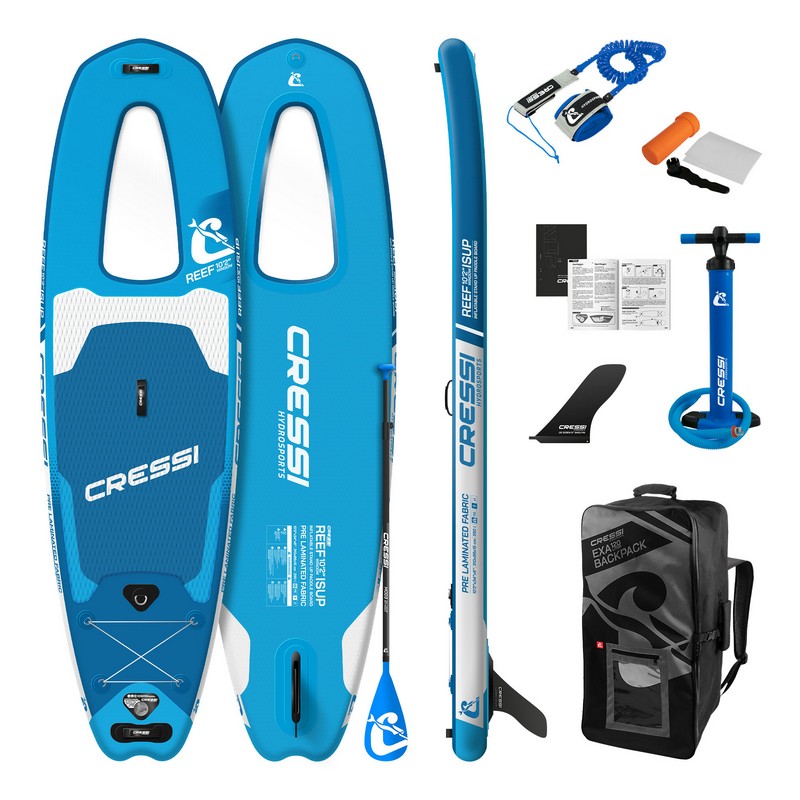 Φουσκωτό Sup Cressi Reef Window WiSup Set Blue Με Παράθυρο Παρατήρησης Βυθού