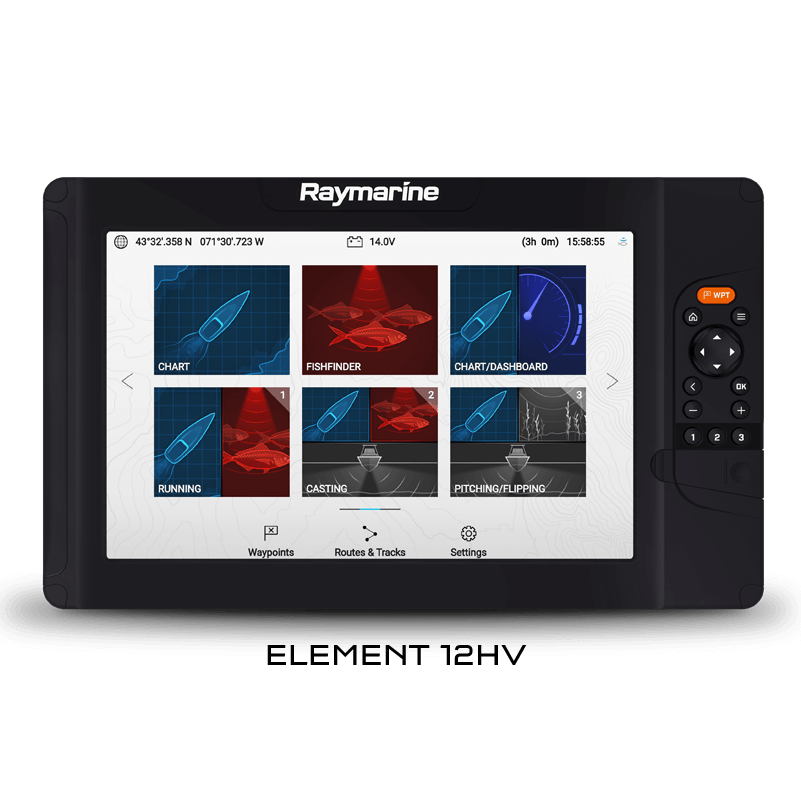 Raymarine Element 12 HV-12'' Chart chat plotter with CHIRP Sonar, HyperVision, WiFi & GPS, No chart & no transducer