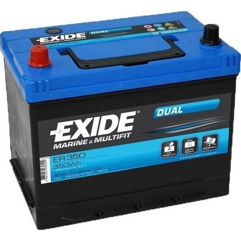 Μπαταρία σκάφους-marine EXIDE MARINE DUAL 12V 80AH ER350