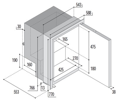 Ψυγείο Inox Vitrifrigo C115IX 115L 12/24V