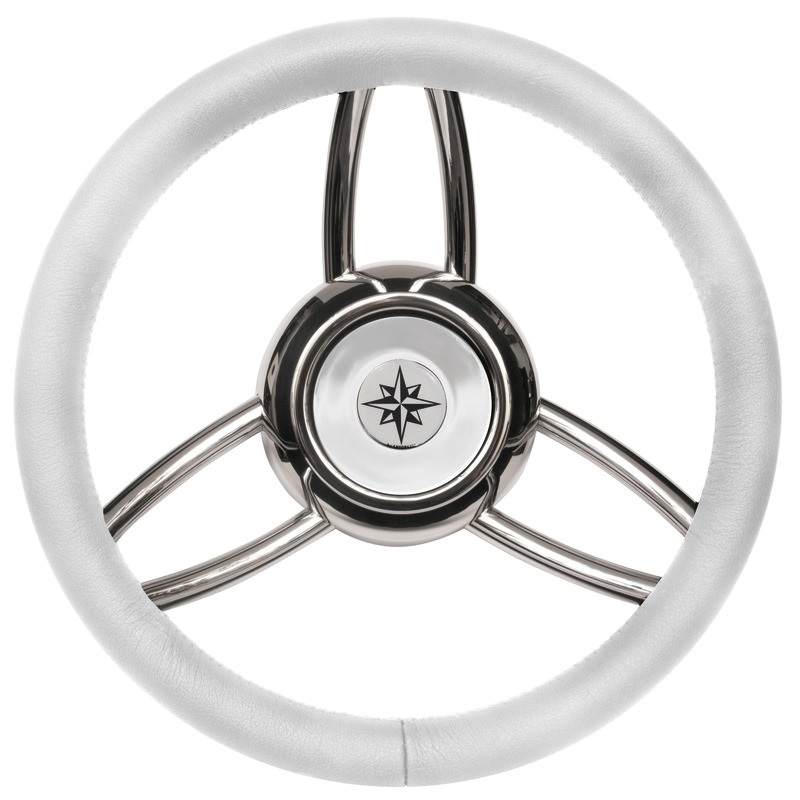 Τιμόνι Πολυουρεθάνη Σκάφους Inox - Άσπρο Φ35cm Savoretti Armando Sport 