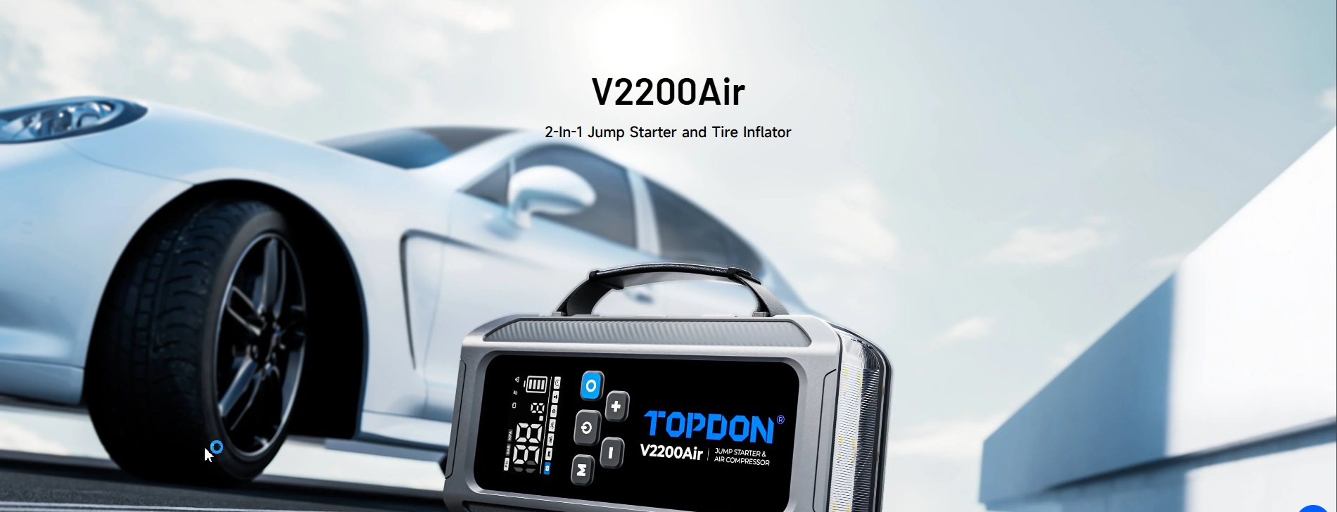 Topdon V2200Air 2200A Φορητός Εκκινητής Μπαταρίας Αυτοκινήτου 12000mAh με Τρόμπα / Power Bank / USB 12V
